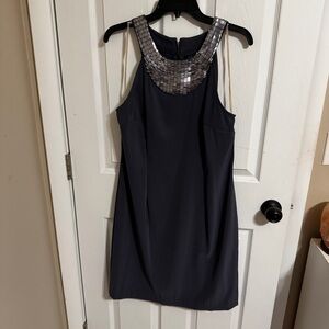 Connected Apparel Black Dress with Silver Sequin Detail